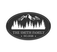 Personalized Mountain Trees Address Sign, Custom Forest House Number Plaque, Scenic Outdoor Decor, Rustic Cabin Art, Nature Themed Display,For Room and Office (Type-1)