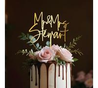 Personalized Mr & Mrs Wedding Cake Topper with Custom Bride and Groom's Last Name Cake Decoration