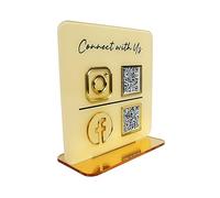 Personalized Multi Business QR Code Sign, Custom QR Display Sign Scan to Pay Face-book Web Social Media Sign QR Code Plaque Colors include sky blue, gold, rose, lavender (Two QR Codes)