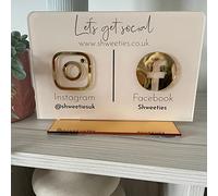 Personalized Multi Business QR Code Sign Scan to Pay with Stand Custom Social Media App Signs Acrylic Beauty Store Salon Hairdressers Beautician Plaque for Restaurant Shop Decor (Gold)
