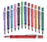 Personalized Multicolor Ballpoint Pen, Soft Touch Custom Ballpoint Pen with Stylus, Personalized Metal Name Pen for Office, Business, School - Black Ink - Printed With Your Text Message - 24PC