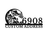 Personalized Mushroom Metal Address Sign Custom House Number for Outside Wall Rustic Cottage Garden Home Decor，Style-2