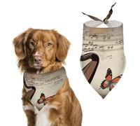 Personalized Music Background with Harp And Butterfly Dog Bandanas Washable Cute Soft Cat Dogs Scarf Pet Bandanas Kerchief Adjustable Triangle Bibs Scarf for Small Medium Large Dogs Puppy Cats & Gifts
