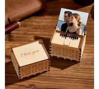 Personalized Music Box,Custom Wooden Photo Music Box with Text,Wooden Hand Crank Music BoxesCustomized Any Song,Perfect Christmas Anniversary Present for Couples & Loved Ones