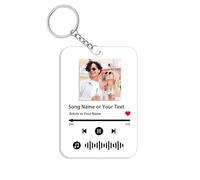 Personalized Music Keychain - Custom Photo & Song Lyrics Acrylic Keyring For Music Lovers - Memorial Gift For Anniversary, Christmas, Valentine's Day For Him Or Her (1PC)