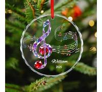 Personalized Music Note Glass Ornament 2025 Custom Music Symbol Christmas Ornament Musical Lovers Xmas Tree Home Decor Gifts for Men Women Friends Teachers Singers,01