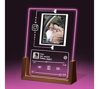 Personalized Music Plaque, Custom Exclusive Musical Memory for Couples, for Spotify Music Picture Frame with U-shaped Base RGB Light,Gift for Anniversary Christmas Wedding or Birthday