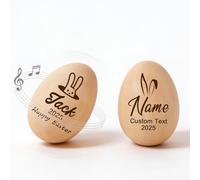Personalized Musical Easter Eggs, Custom Engraved Wooden Egg Shakers for Easter Basket Stuffers, 2026 Easter Decorations Gifts, Eggs Hunt Musical Instruments (Easter egg)