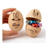 Personalized Musical Easter Eggs, Custom Engraved Wooden Egg Shakers for Easter Basket Stuffers, 2026 Easter Decorations Gifts, Eggs Hunt Musical Instruments (Open Egg)