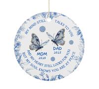 Personalized My Mind Still Talks to You Memorial Butterfly Ceramic Ornament Custom Name Memorial Bereavement Ornaments Hanging Decor Remembrance Sympathy Gifts for Loss of Loved Ones Dad Mom