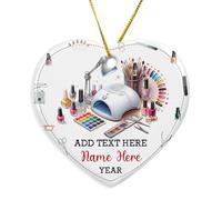 Personalized Nail Tech Ceramic Ornaments with Text & Name, Nail Technician Christmas Decors, Custom Nails Salon Ceramic Ornament Xmas Keepsake 2025, Manicurist Ornament Gifts for Girl Daughter Women
