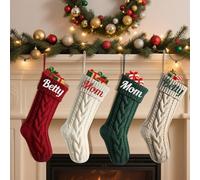 Personalized Name 18Inch Christmas Stocking Ornament, Embroidered Custom Traditional Xmas Stockings for Fireplace Christmas Party Decoration