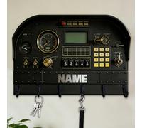 Personalized Name Aircraft Cockpit Themed Wall Hooks Gift for Men Women Pilot Custom 2D Flat Print Aircraft Cockpit Key Holder Coat Hanger Rack for Bedroom Living Room Home Office Hallway Decorative