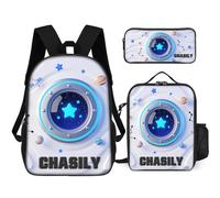 Personalized Name Astronaut Rocket Space Backpack for Lover Friends Custom Universe Adventurer Theme Backbag 3 Pcs Set Funny Outdoor Travel Hiking Camping Cartoon Daypack Bag