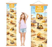 Personalized Name Baby Height Growth Chart for Wall, Custom Name Construction Canvas Height Chart for Kids Boys Girls, Canvas Growth Chart for Bedroom Nursery Wall Decor, Hangable & Waterproof