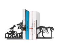 Personalized Name Book Ends Metal, Heavy Duty Bookends for Shelves Decorative, Dinosaur Non-Slip Book Stopper, Home Office Desk Modern Bookshelf Decor, Gifts for Readers Color02