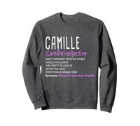 Personalized Name Description Camille Sweatshirt, Adult Unisex, Dark Heather Grey, Large