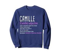 Personalized Name Description Camille Sweatshirt, Adult Unisex, Navy Blue, XX-Large