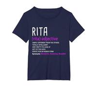 Personalized Name Description Rita T-Shirt, Women's Plus, Navy Blue, 1X