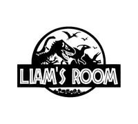 Personalized Name Dinosaur Park Wall Decal Vinyl Sticker Custom Name Dinosaur World Dinosaur Kids Room-S-29x42cm-Black