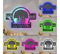 Personalized Name DJ Acrylic Mirror Custom Music Player Name Wall Mirror Music Club Decor Mirror Funny Earphone Music Lovers Name Mirror Guitarist House Home Wall Decor for Women Men