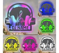 Personalized Name DJ Acrylic Mirror Custom Music Player Name Wall Mirror Music Club Decor Mirror Funny Earphone Music Lovers Name Mirror Guitarist House Home Wall Decor for Women Men