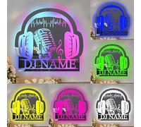 Personalized Name DJ Acrylic Mirror Custom Music Player Name Wall Mirror Music Club Decor Mirror Funny Earphone Music Lovers Name Mirror Guitarist House Home Wall Decor for Women Men