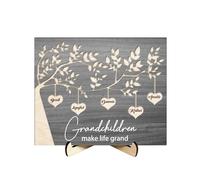 Personalized Name Family Tree Wooden Sign, Family Tree Gift for Grandparents, Grandparents, Gift for Grandchildren, Family Tree Plaque Wall Decor (style-03)