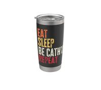 Personalized Name Funny Retro Eat Sleep Be Cathy Stainless Steel Insulated Tumbler