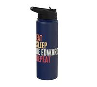 Personalized Name Funny Retro Eat Sleep Be Edward Stainless Steel Insulated Water Bottle