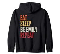 Personalized Name Funny Retro Eat Sleep Be Emily Zip Hoodie