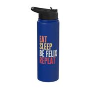 Personalized Name Funny Retro Eat Sleep Be Felix Stainless Steel Insulated Water Bottle