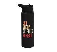 Personalized Name Funny Retro Eat Sleep Be Felix Stainless Steel Insulated Water Bottle