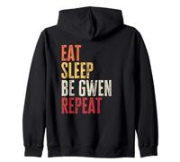 Personalized Name Funny Retro Eat Sleep Be Gwen Zip Hoodie