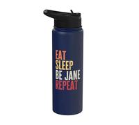 Personalized Name Funny Retro Eat Sleep Be Jane Stainless Steel Insulated Water Bottle