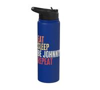 Personalized Name Funny Retro Eat Sleep Be Johnny Stainless Steel Insulated Water Bottle
