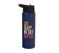 Personalized Name Funny Retro Eat Sleep Be Lily Stainless Steel Insulated Water Bottle