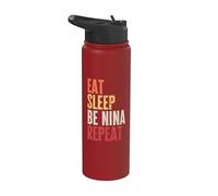 Personalized Name Funny Retro Eat Sleep Be Nina Stainless Steel Insulated Water Bottle