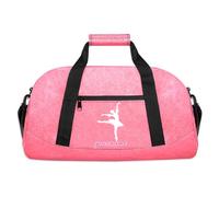 Personalized Name Girls’ Gym Duffle Bag - Water Resistant Sport, Dance & Ballet Travel Overnight Weekender Bag with Compartment, 18.9" x 10.6" x 8.7" (Agile Ballet)
