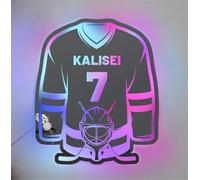 Personalized Name Hockey Jersey Led Mirror Light for Bedroom, Sport Hockey Neon Sign Wall Art, Hockey Night Light Decoration for Bedroom,Birthday Christmas Sport Gift for Men Kids