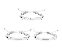 Personalized Name Identity Bracelet 6mm White Turquoise Stone Braided Bracelet for Men Women Best Friends Birthday Christmas Custom Bracelet Gift Y1451 (White Plate-3 Pieces)