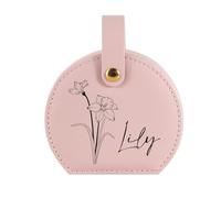 Personalized Name Jewelry Boxes for Travel, Custom Engraving Name Small Jewellery Case Gift for Your Bridesmaids, Female Friends Or Your Mother(Pink)