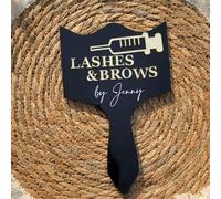 Personalized Name Lashes And Brow By Photo Prop Acrylic Sign With Mirror, Lash Mirror Paddle Custom Engraved Acrylic Lash Tech Gift, Social Media Photo Prop, Lash Extension Mirror(White)