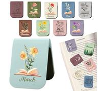 Personalized Name Leather Magnetic Bookmark, Custom Magnetic Bookmark Clip with Birth Flower, Customized Bookmarks Gifts for Women Book Lovers - Book