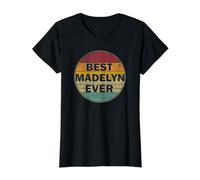Personalized Name Madelyn I Love Madelyn Retro Vintage Style Value Graphic T-Shirt, Women, Black, XL