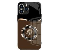 Personalized Name Magnetic Gradient Dragon Pattern Glass Phone Case, for Phone 11/12/13/14/15/16/Pro/Pro Max (Brown,17 Promax)