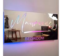 Personalized Name Mirror LED Light, Custom Text Neon Signs Wall Decor 7 Color Desk Lamp for Bedroom Livingroom Party Decoration Home Decor Night Light Her His Valentine's Day Birthday Gift (Rectangle)