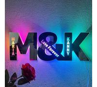 Personalized Name Mirror LED Light, Custom Text Neon Signs Wall Decor 7 Color Desk Lamp for Bedroom Livingroom Party Decoration Home Decor Night Light Her His Valentine's Day Birthday Gift (2 Name)