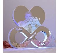 Personalized Name Mirror Sign LED Night Lights Custom Heart Photo Bedside Table Lamp with 7 Colors Letter Lamp Home Decor Gift for Girlfriend Boyfriend Anniversary Valentines Day Birthday (Style 2)