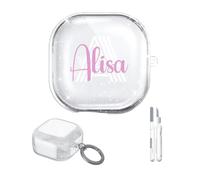 Personalized Name Monogram Case for Samsung Galaxy Buds 4 /Buds4 Pro (2026), Custom Initial & Text Soft Slim Clear Cover, Customized Protective Earbuds Charging-Case Skin with Keychain, Transparent